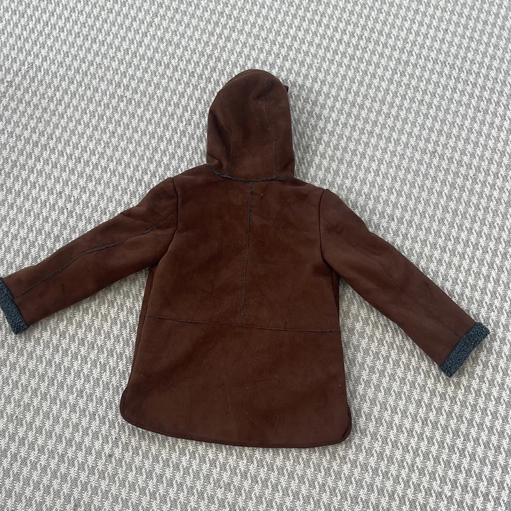 Zara Brown Sherpa Coat Jacket Size 7/8 Girls - Picture 6 of 8